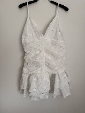 Princes Polly White Eyelet Ruffled Mini Dress